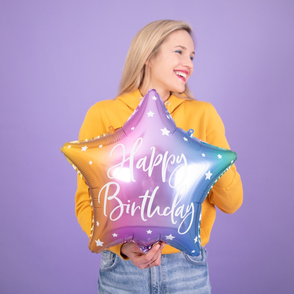 Balónek – hvězda, mix „Happy Birthday“