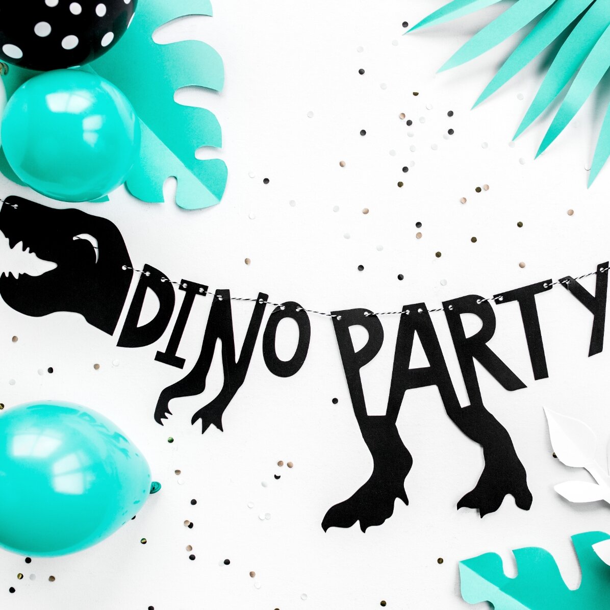 Banner „Dino party“ s dinosaury