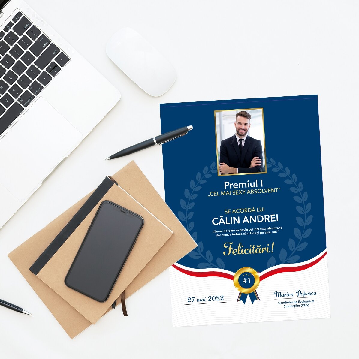 Personalizovaný diplom s fotografií a textem – Nejlepší absolvent