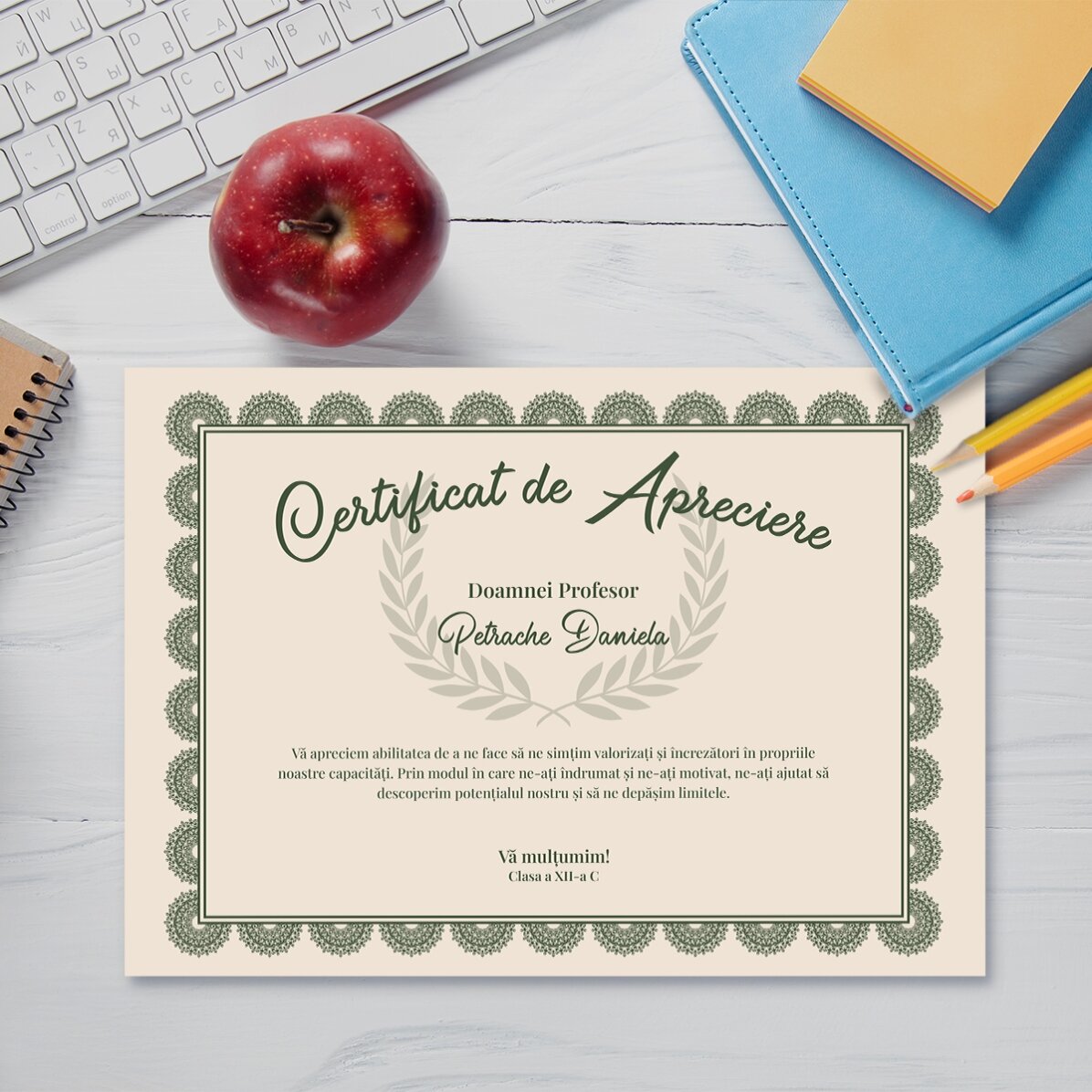 Text na personalizovaném diplomu – Osvědčení o uznání