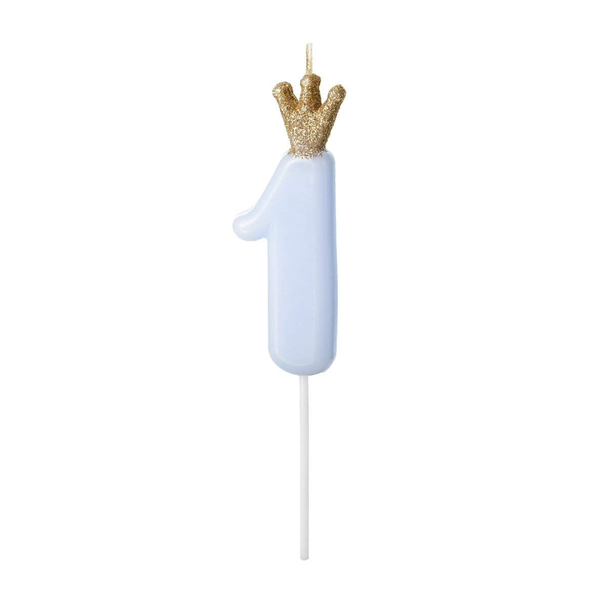 Svíčky na dort – modrá číslice s korunou, 9,5 cm