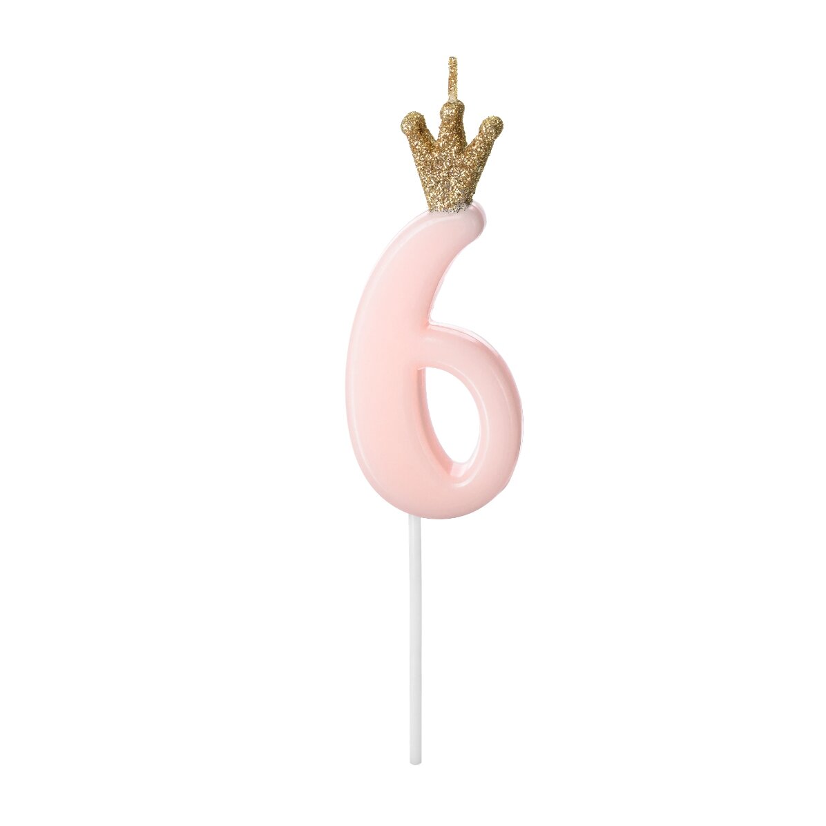 Svíčky na dort – růžová číslice s korunou, 9,5 cm