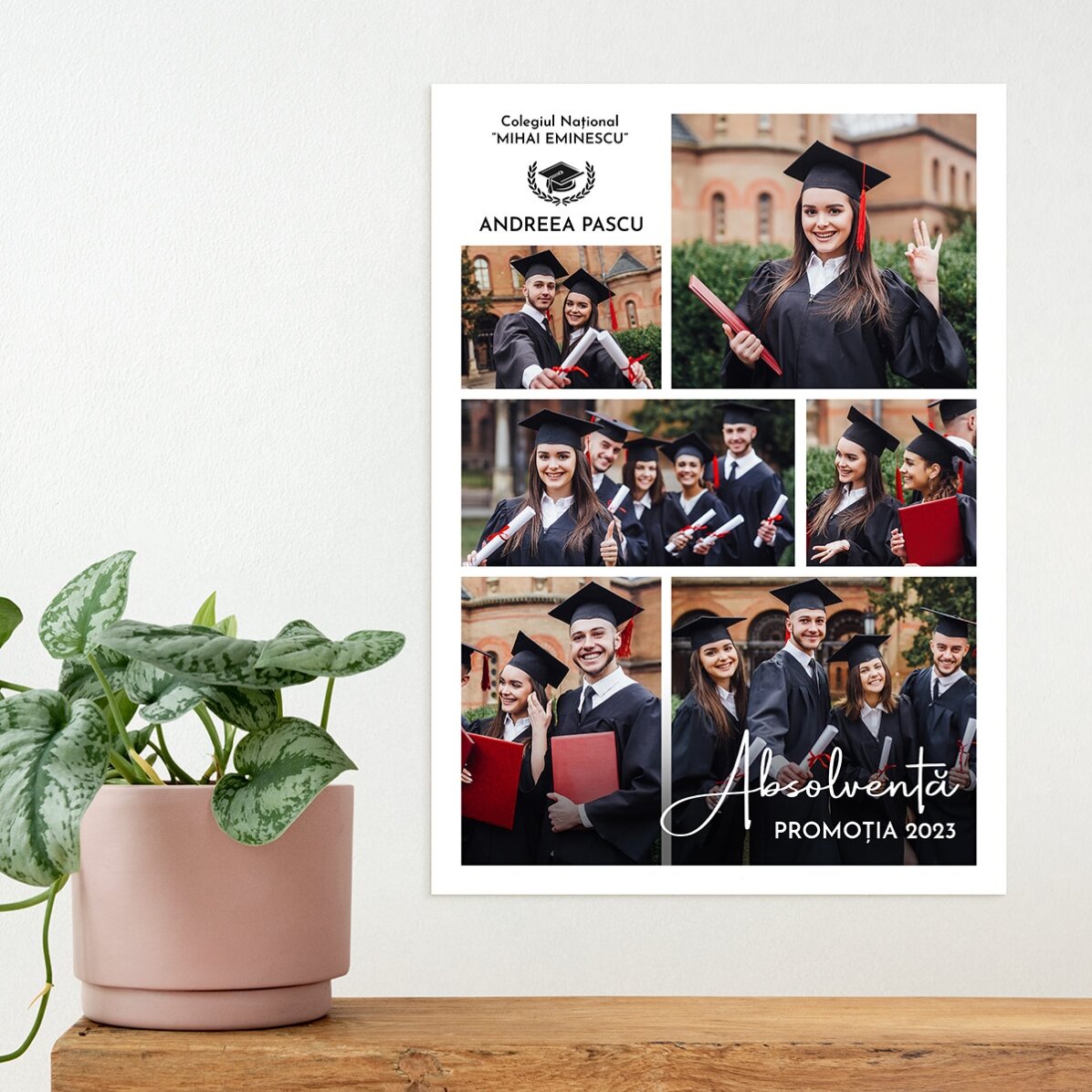 Personalizovaný plakát se 6 fotografiemi a textem – Promoce