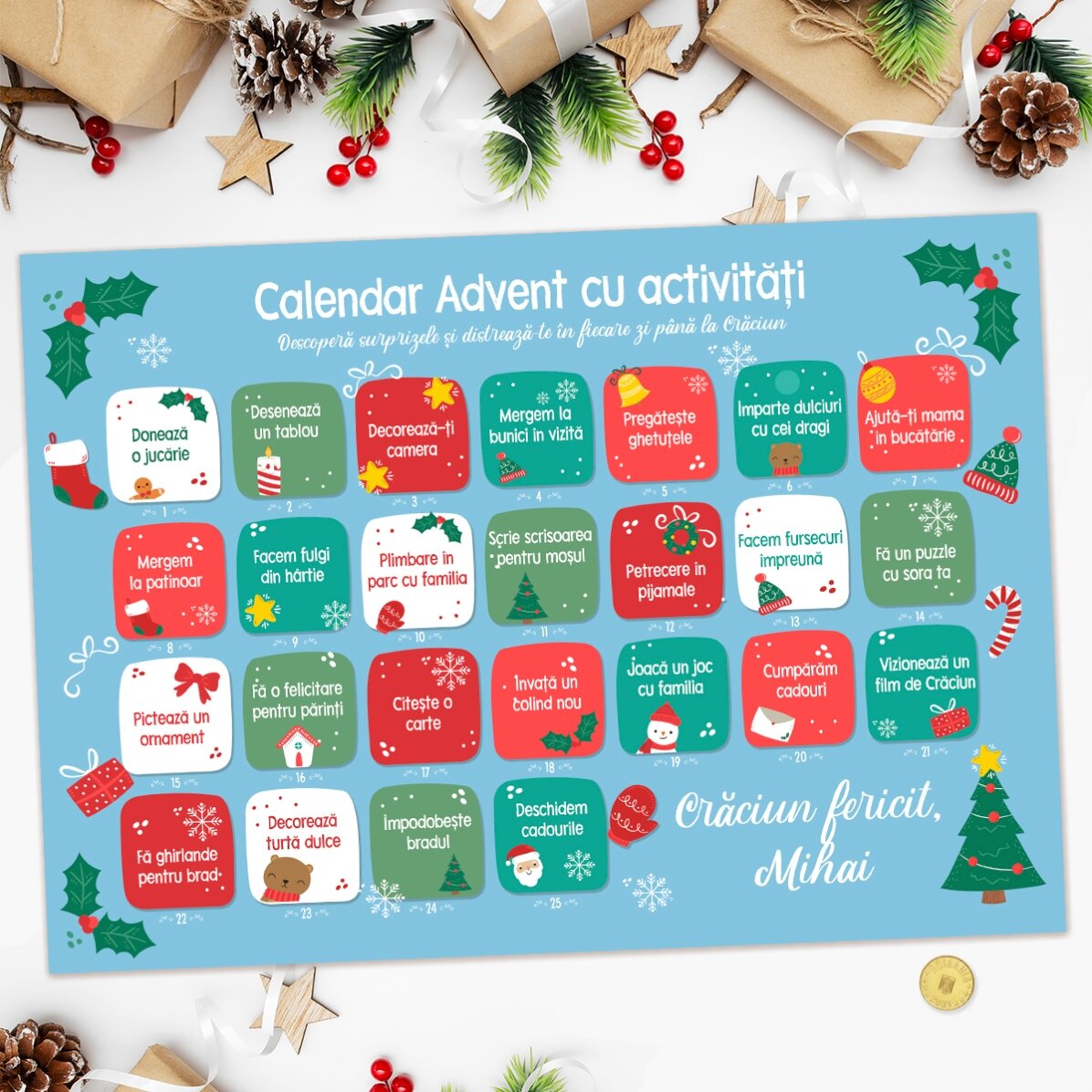 Osobně přizpůsobitelný adventní plakát s vzkazy – Aktivity