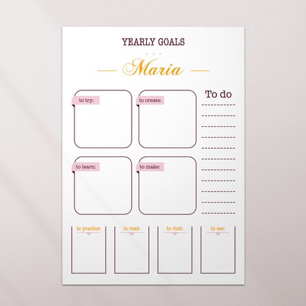 Personalised poster - Yearly goals