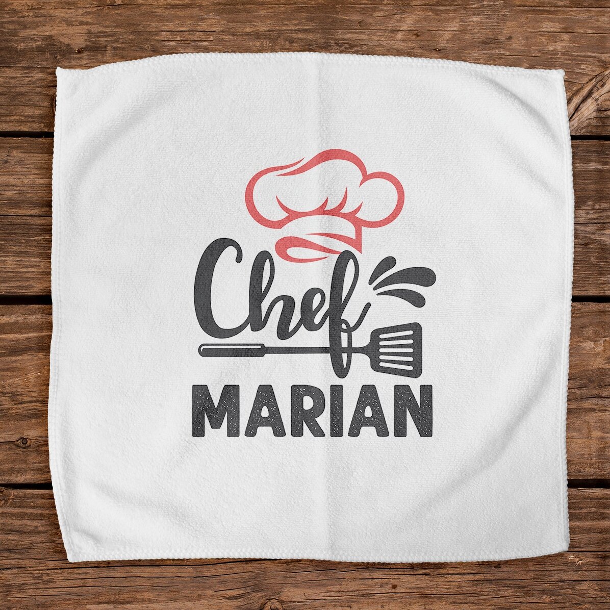 Personalised towel with text - Chef in the kitchen