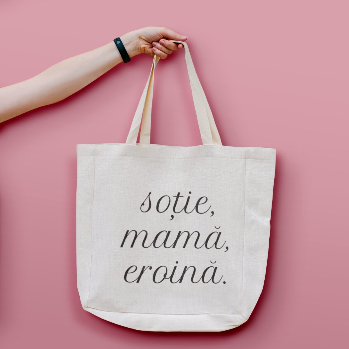 Taška s vlastním nápisem – Manželka, Máma, Hrdinka.