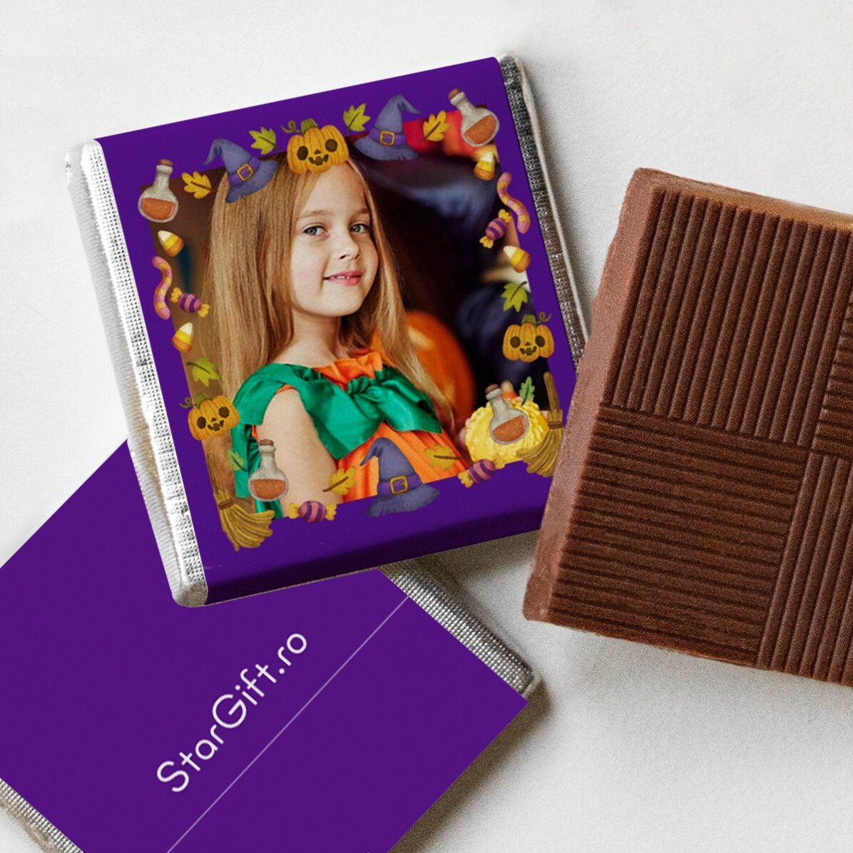 Sada 10 mini čokoládek s vlastními fotografiemi a textem – Halloween