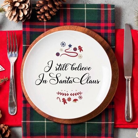 Talíř s vlastním textem – I still believe in Santa