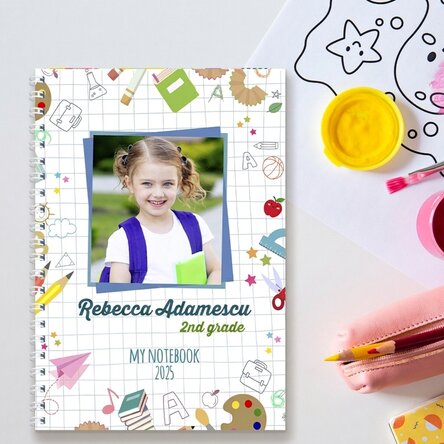 Notebook s vlastní fotografií a textem – Zpátky do školy