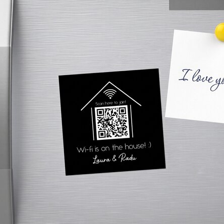 Customised 10x10 magnet with text and QR code - Scan for Wifi