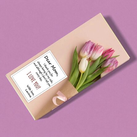 Čokoláda s vlastním textem – Kytice tulipánů