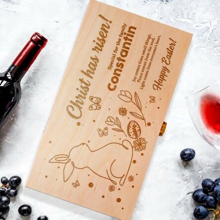 Personalised wine box for two bottles with text - Christ is risen!