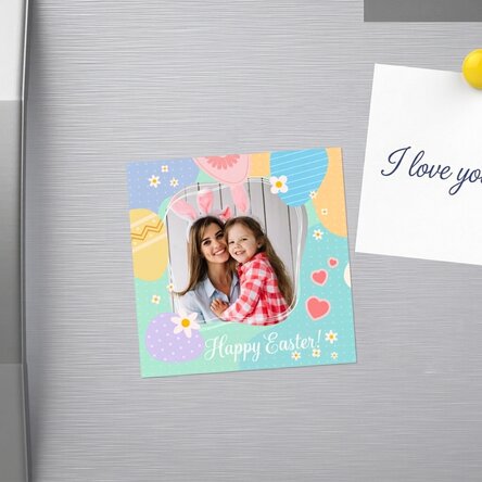 Magnet 10x10 s vlastní fotografií a textem – Veselé Velikonoce