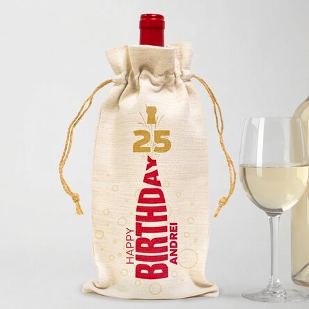 Personalizovaná taštička na láhev vína – Happy Birthday
