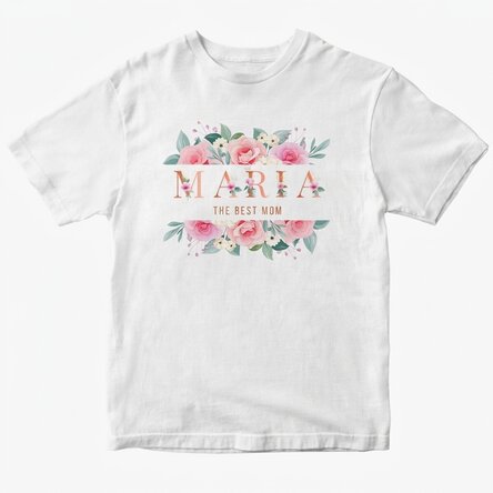 Personalised cotton T-shirt with floral text - Best Mum