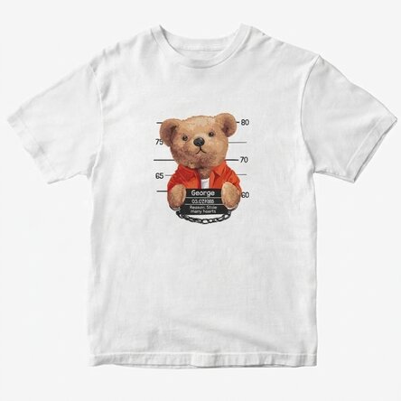 Bavlněné tričko s vlastním nápisem – Prison teddy bear