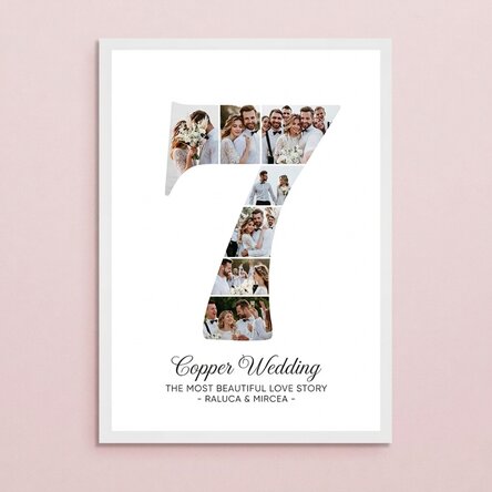 Personalised painting with the number 7, photos and message - Relationship anniversary