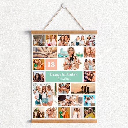 Personalizovaný plakát s 21 fotografiemi a textem – koláž