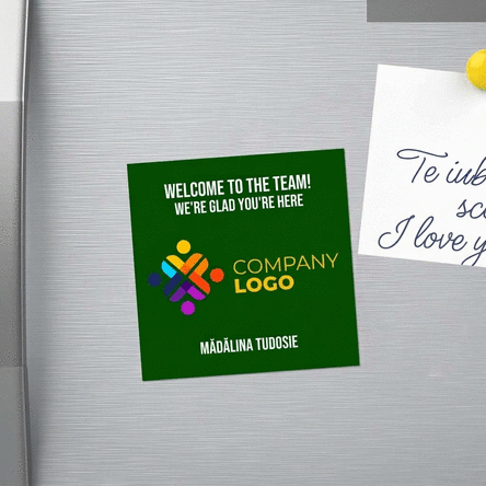 Magnet 10x10 s vlastním logem a textem – Welcome