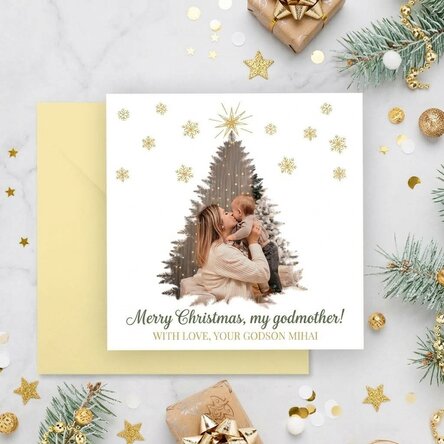 Personalised square card with photo and message - Merry Christmas!