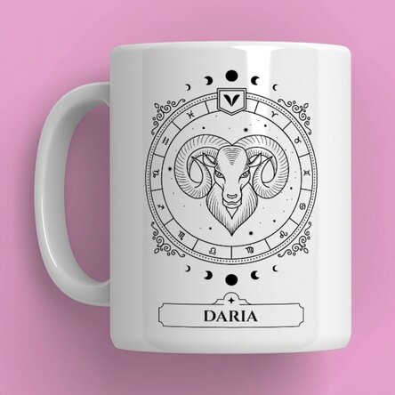 Personalised mug with name and zodiac sign - Aries