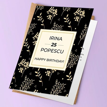 Personalizované přání s textem – Zlaté květiny