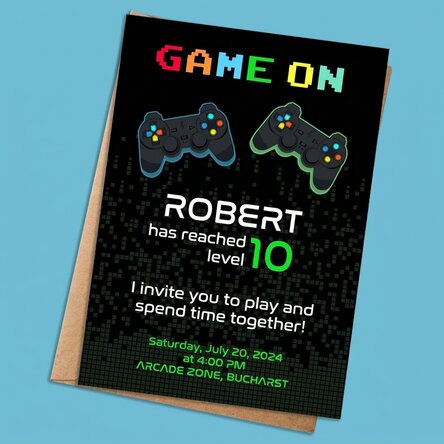 Personalizovaná kartička s textem – pozvánka – Game on
