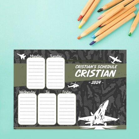 Osobní rozvrh s textem – Budu pilotem!
