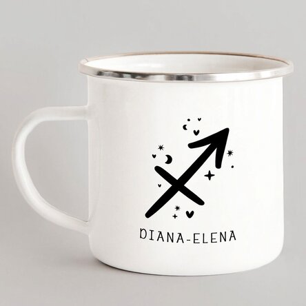 Personalised enamel metal mug with message - Sagittarius