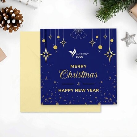 Čtvercová kartička s logem a vzkazem na míru – Merry Christmas