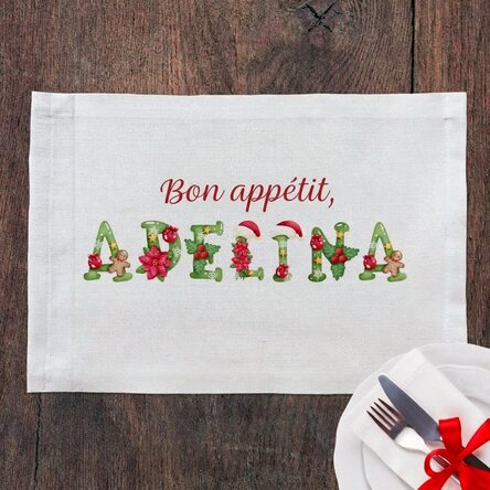 Personalised plate holder with Christmas name