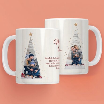 Personalised mug with text and 2 photos - Warm Christmas