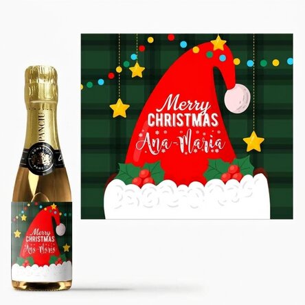 Malá lahvička šumivého vína s vlastním nápisem – Santa Claus
