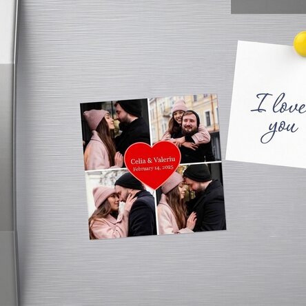 Magnet 10x10 s 4 fotografiemi a textem – Heart