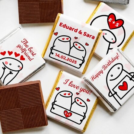 Sada 5 mini čokolád s vlastním textem – Cute love