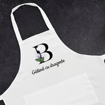 Personalised apron with initial and message - Floral