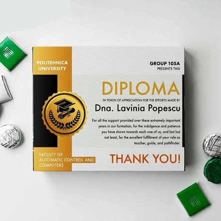 Personalizovaná krabička bonbónů s vzkazem – Dárkový certifikát pro učitele