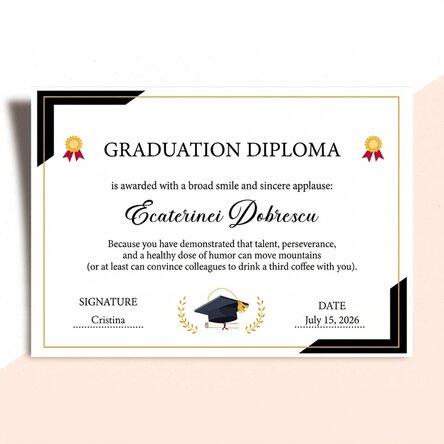 Osobní diplom s textem – Absolvování studia