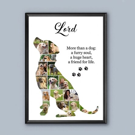 Personalised canvas with 17 photos and text - Large dog