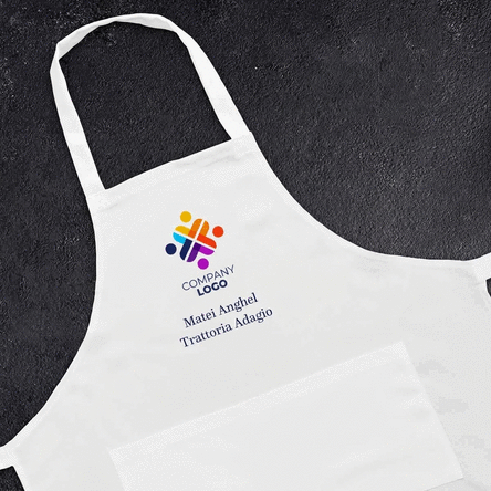 Customised apron with logo and text