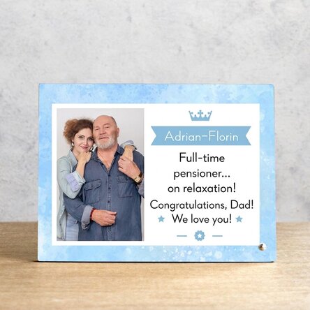 Personalizovaný stolní fotorámeček s fotografií a vzkazem – Důchodce