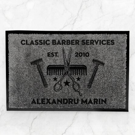 Vlastní vstupní rohož do interiéru s textem – Barber Shop