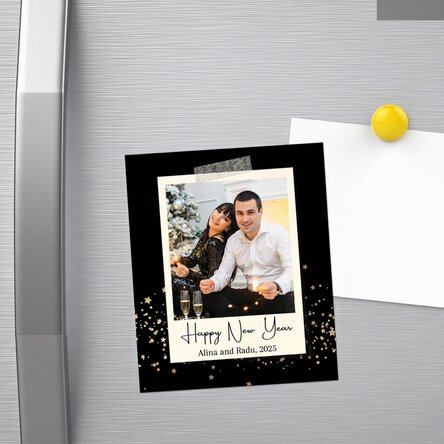 Magnet 10 × 12 cm s vlastní fotografií a vzkazem – Šťastný nový rok