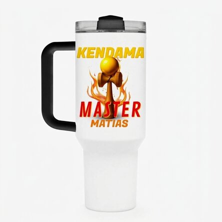 Termoska s uchem a brčkem, s osobním jménem – Kendama Master