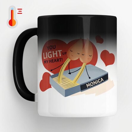Termocitlivý hrnek s vlastním nápisem – Light up my heart