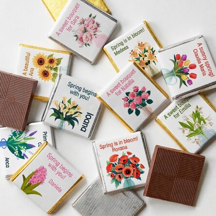 Sada 10 mini čokolád s vlastním textem – Flowers
