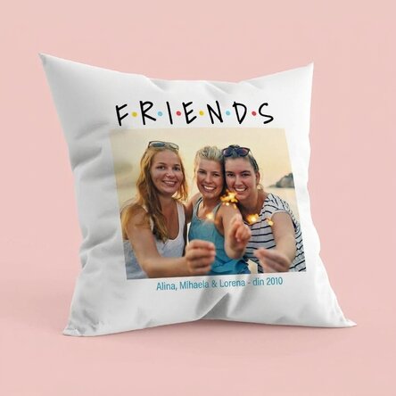 Personalizovaný polštář s fotografií a vzkazem – FRIENDS