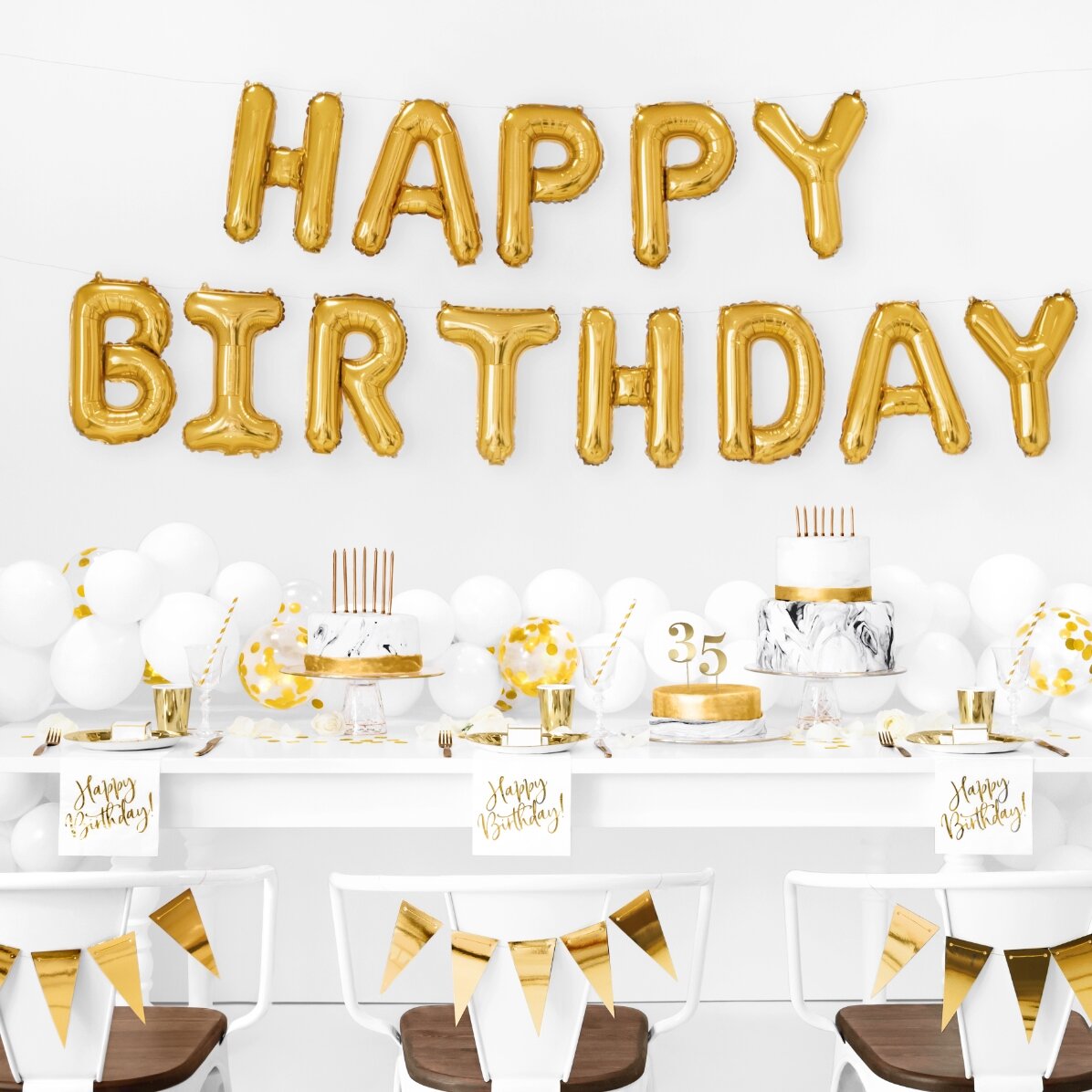Sada balónků – Happy Birthday, zlaté
