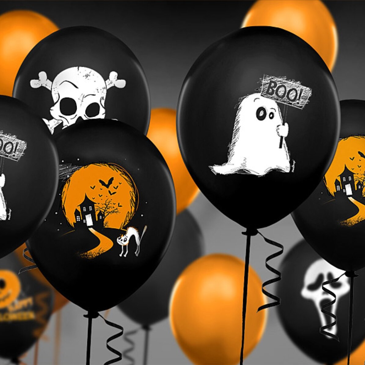 Sada 6 halloweenských balónků – Strašidelný dům